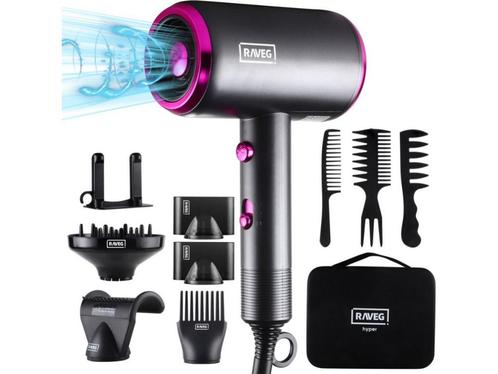 Föhn met Diffuser Ionische Haardroger Krullen - Gray/Magenta, Handtassen en Accessoires, Uiterlijk | Haarverzorging, Zo goed als nieuw