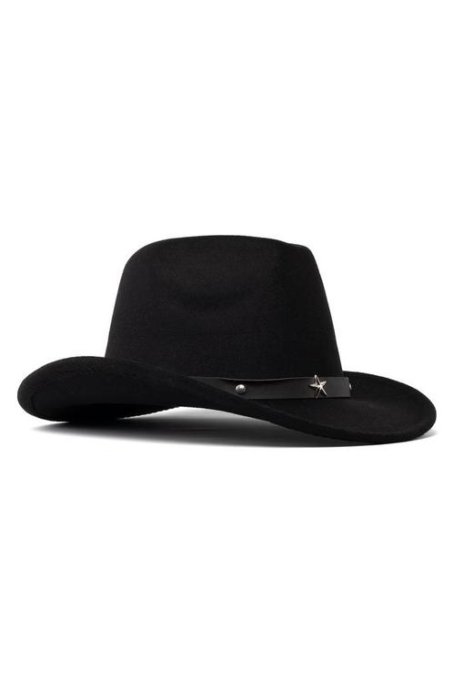 Cowboyhoed Zwart Wolvilt Ster Zwarte Cowboy Western Hoed Ste, Kleding | Heren, Carnavalskleding en Feestkleding, Nieuw, Ophalen of Verzenden