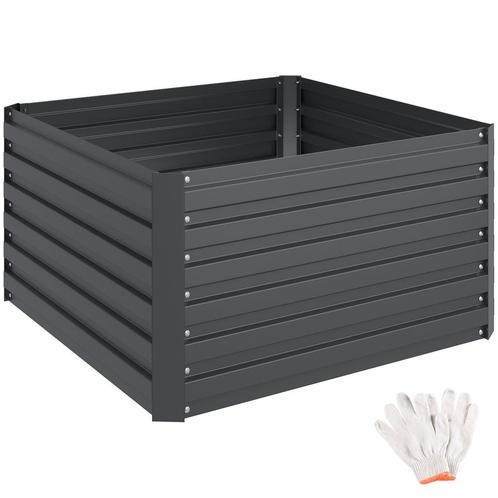 tectake Hoge plantenbak Blomma, 540l, verzinkt, 100x100x56cm, Tuin en Terras, Bloembakken en Plantenbakken, Verzenden