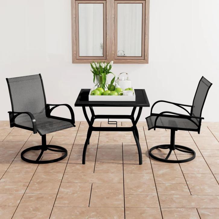 vidaXL 3-delige Tuinset textileen en staal, Tuin en Terras, Tuinsets en Loungesets, Tuinset, Nieuw, Verzenden