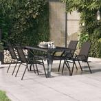 vidaXL Tuintafel 140x70x70 cm staal en glas grijs en zwart, Tuin en Terras, Tuintafels, Verzenden, Nieuw
