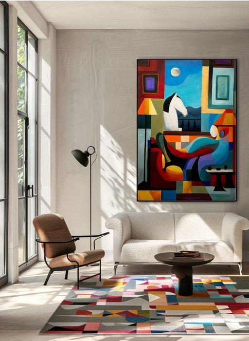 E. Pérez Lezcano - “Siesta Cubista con Caballo” XL (No, Antiek en Kunst, Kunst | Schilderijen | Modern