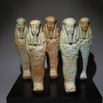 Oud-Egyptisch Faience, Groep 5 Sjabtis. 11,2 cm H. Oud, Verzamelen