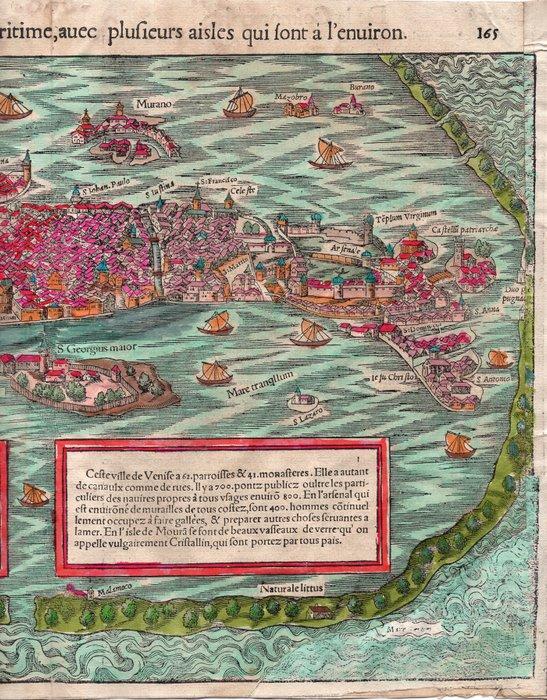 Italië - Kaart van Venetië; Cosmographia Universalis,, Boeken, Atlassen en Landkaarten