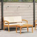 vidaXL Bistroset met kussen 2 pcs Bruin Massief acaciahout, Verzenden, Nieuw