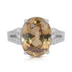 Ring - 18 karaat Witgoud -  5.37ct. tw. Zirkoon - Diamant -, Handtassen en Accessoires, Nieuw