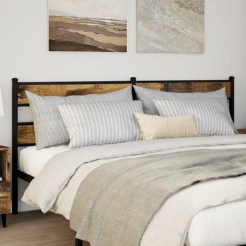 vidaXL Hoofdbord 180 cm ijzer en bewerkt hout gerookt, Verzenden