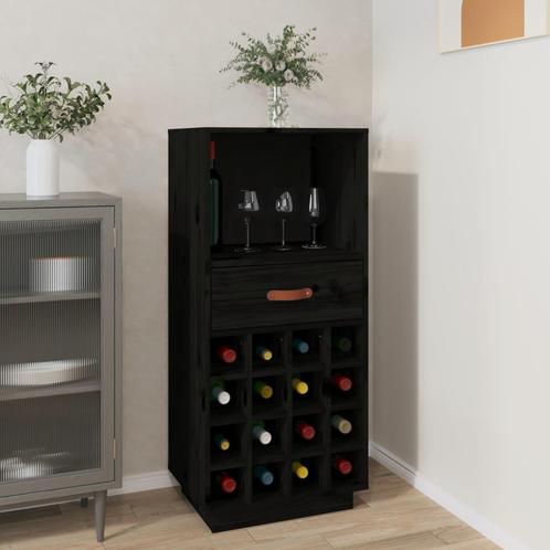 vidaXL Wijnkast 45x34x100 cm massief grenenhout zwart, Huis en Inrichting, Woonaccessoires | Wijnrekken, Nieuw, Verzenden