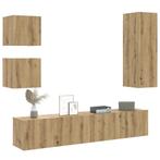 vidaXL 5-delig Tv-meubelset wandmontage bewerkt hout, Verzenden, Nieuw