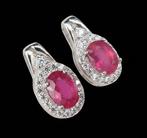 Robijn - Zilver, Oorbellen Rubis Royal - Brandende Passie &