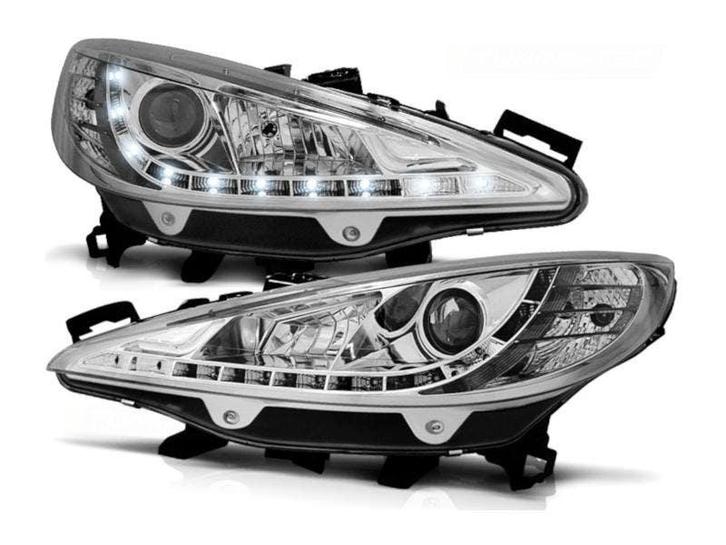 Koplamp unit  LED DRL geschikt voor Peugeot 207 Chrome, Auto-onderdelen, Verlichting, Nieuw, Peugeot, Verzenden