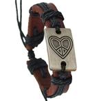 Fako Bijoux® - Armband - Leder - Hart - Zwart, Handtassen en Accessoires, Armbanden, Verzenden, Nieuw