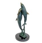 sculptuur, Swimming Dolphins - 46 cm - Aluminium, Marmer