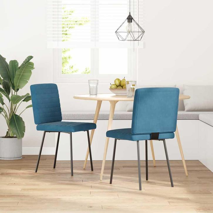 vidaXL Eetkamerstoelen 2 st fluweel blauw, Huis en Inrichting, Stoelen, Nieuw, Verzenden