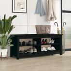 vidaXL Schoenenbank 110x38x45,5 cm massief grenenhout zwart, Verzenden, Nieuw