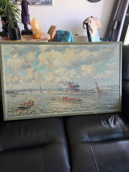 Evert Moll (1878-1955) - Gezicht op de haven Van Rotterdam, Antiek en Kunst, Kunst | Schilderijen | Klassiek