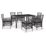vidaXL 7-delige Tuinset poly rattan grijs, Verzenden, Nieuw, Tuinset