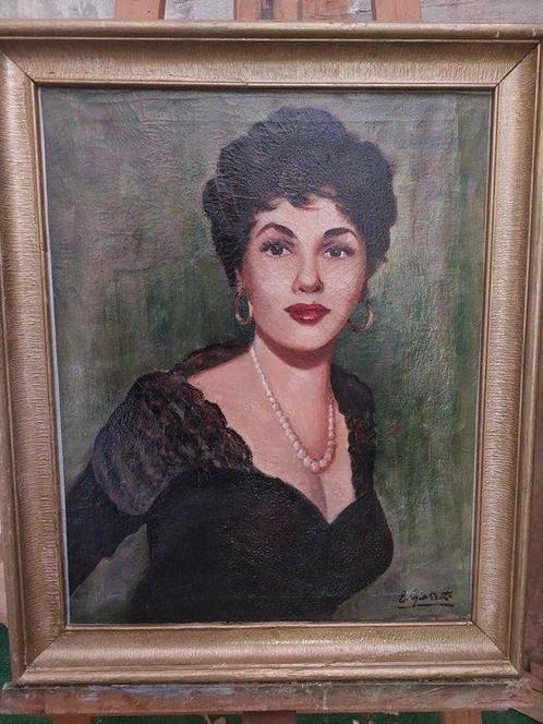 Scuola italiana (XX), firmato E. Giulietti - Ritratto di, Antiek en Kunst, Kunst | Schilderijen | Klassiek