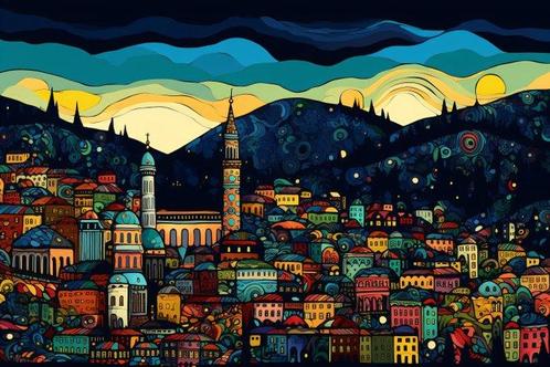 Felix van Horst (1988) - City on the Hill (XXL), Antiek en Kunst, Kunst | Schilderijen | Modern