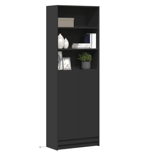 vidaXL Hoge kast met LED 69x32,5x200 cm bewerkt hout zwart, Huis en Inrichting, Kasten | Dressoirs, Nieuw, Verzenden
