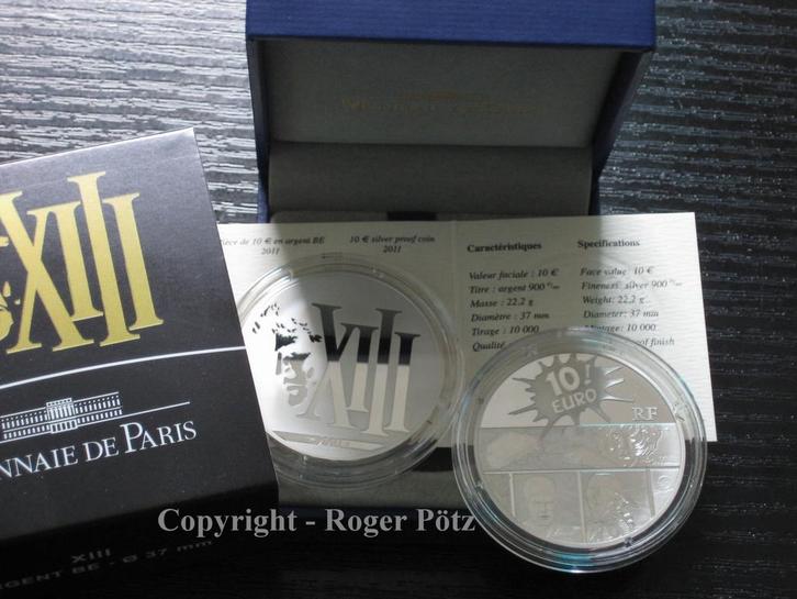 Frankreich 10 Euro 2011 Comicserie Xiii zilver Pp zilver, Postzegels en Munten, Munten | Europa | Euromunten, België, Verzenden