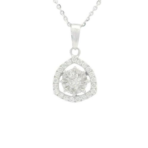 Ketting met hanger - 18 karaat Witgoud -  0.41ct. tw., Handtassen en Accessoires, Antieke sieraden
