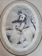 Wanddecoratie (4) - Lot de 4 eaux-fortes anciennes – J.