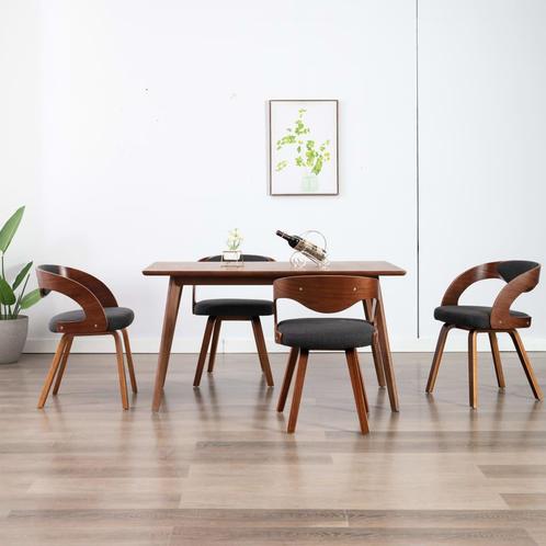 vidaXL Eetkamerstoelen 4 st gebogen hout en stof donkergrijs, Huis en Inrichting, Stoelen, Nieuw, Verzenden