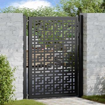 vidaXL Poort met kruisontwerp 105x130 cm staal zwart, Tuin en Terras, Tuinpoorten, Verzenden, Nieuw