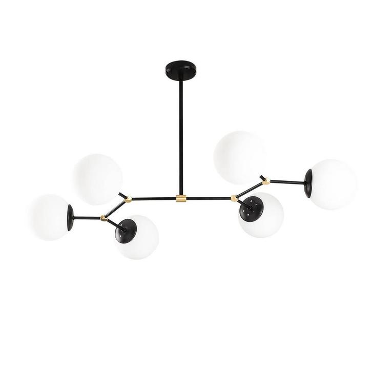 Design hanglamp eettafel witte bollen Noud | Opviq, Huis en Inrichting, Lampen | Hanglampen, Nieuw, Metaal, Verzenden