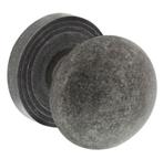 Intersteel knop op rozet vast gemonteerd met ril oud grijs, Klink of Kruk