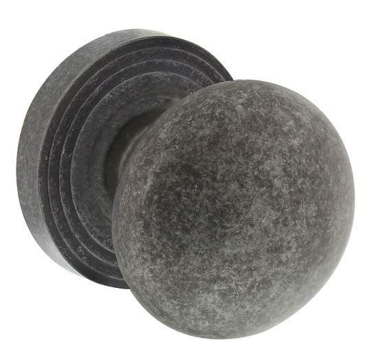 Intersteel knop op rozet vast gemonteerd met ril oud grijs, Doe-het-zelf en Bouw, Hang- en Sluitwerk, Klink of Kruk, Nieuw, Overige materialen