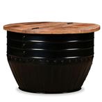 vidaXL Salontafel tonvormig massief gerecycled hout zwart, Huis en Inrichting, Tafels | Salontafels, Verzenden, Nieuw