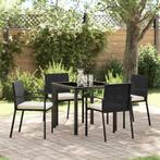 vidaXL 5-delige Tuinset Eettafel Zwart Poly Rattan, Verzenden, Nieuw, Tuinset