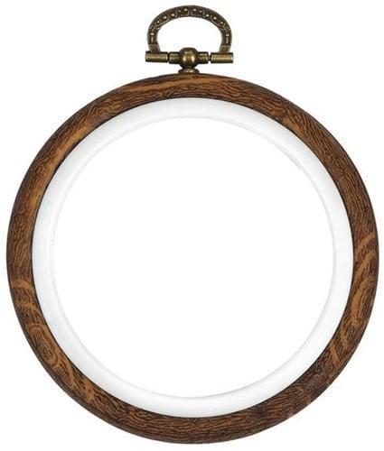 Brocante houten borduurring rond met stelschroef 7,5 cm per, Hobby en Vrije tijd, Knutselen, Nieuw