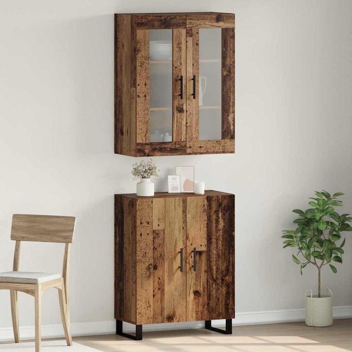 vidaXL Highboard Oud hout 69.5 x 34 x 90 cm Bewerkt hout, Huis en Inrichting, Kasten | Dressoirs, Nieuw, Verzenden