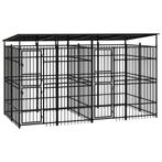 vidaXL Hondenkennel met dak 7,37 m² staal, Verzenden, Nieuw