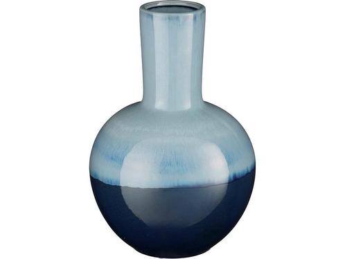 Mica Decorations Holm Vaas - H42 x Ø29 cm - Keramiek - Blauw, Huis en Inrichting, Woonaccessoires | Overige, Nieuw, Verzenden