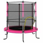 vidaXL Trampoline met veiligheidsnet rond 140x160 cm roze, Verzenden, Nieuw