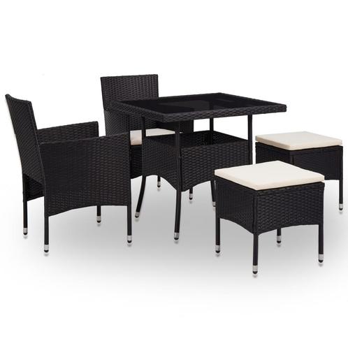 vidaXL Ensemble à manger dextérieur 5pcs Noir Résine, Tuin en Terras, Tuinsets en Loungesets, Verzenden