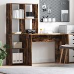 vidaXL Bureau met plank Rook Eiken 138,5 x 55 x 143 cm, Huis en Inrichting, Verzenden, Nieuw