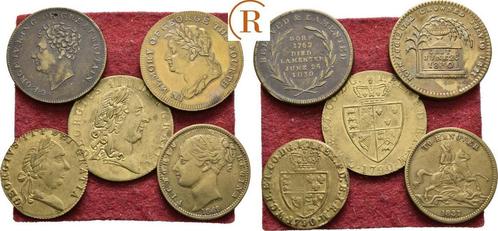 Lot 5 x Jeton Grossbritannien:, Timbres & Monnaies, Pièces & Médailles, Envoi