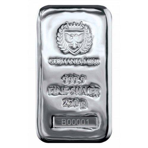 250 grammes - Argent - .9999 - Germania Mint Cast Bar, Postzegels en Munten, Edelmetalen en Baren
