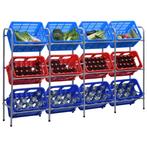 vidaXL Opbergrek voor 12 kratten 190x33x116 cm staal, Verzenden, Nieuw