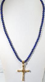 Lapis lazuli NATUURLIJK en Cruz met CZ - 925 zilveren, Antiek en Kunst