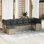 vidaXL Tuinbank Set met kussen 7 pcs Lichtgrijs Poly rattan, Tuin en Terras, Tuinsets en Loungesets, Verzenden, Nieuw
