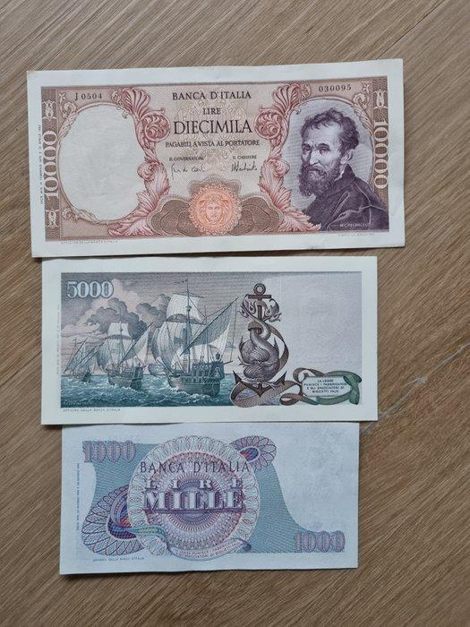 Italië. - 1000, 5000 and 10.000 Lire - various dates (Zonder, Postzegels en Munten, Bankbiljetten | Europa | Niet-Eurobiljetten