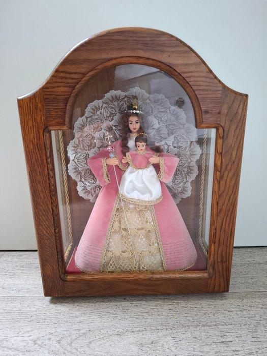 Beeld - Maria en Jezus onder houten kapel - 42 cm - Antiek -, Antiek en Kunst, Antiek | Boeken en Manuscripten