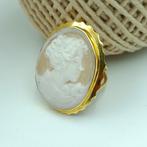 Cornaline - Argent, Plaqué or - Bague - Cameo Vintage