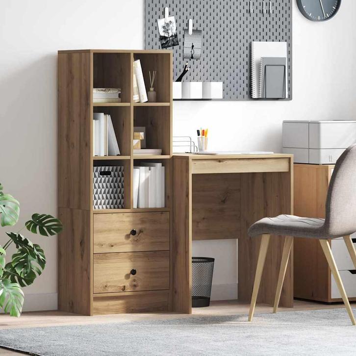 vidaXL Bureau met lade 2 pcs Artisan Eiken, Huis en Inrichting, Kasten | Dressoirs, Nieuw, Verzenden